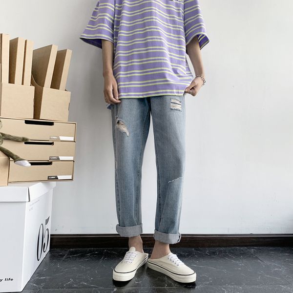 summer ripped jeans men's fashion washed retro straight jeans pants men streetwear wild loose hip-hop ripped denim trousers mens, Blue
summer ripped jeans men's fashion washed retro straight jeans pants men streetwear wild loose hip-hop ripped denim trousers mens, Blue