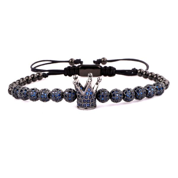 men bracelet blue cz zircon ball crown bracelet male jewelry handmade braided macrame men beads gift, Black
men bracelet blue cz zircon ball crown bracelet male jewelry handmade braided macrame men beads gift, Black