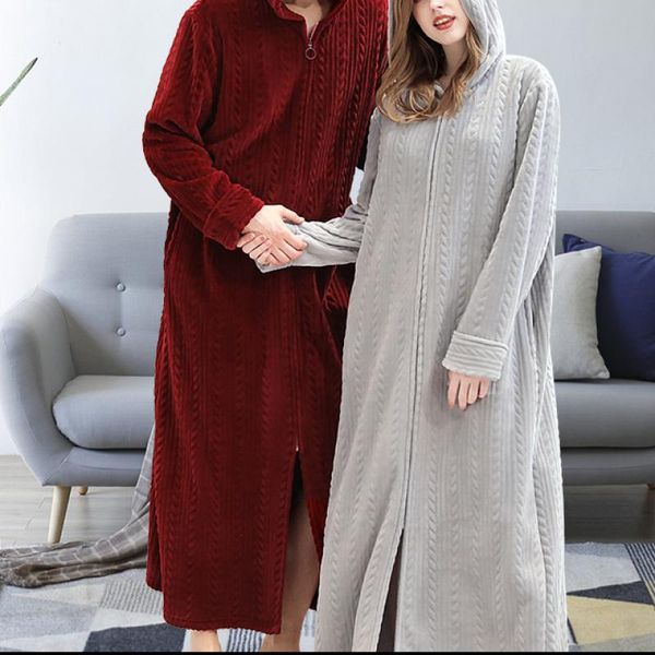 casual zipper hooded flannel robe male solid dressing gown from split men's bathrobe winter long robe women's mens bath red, Black;brown
casual zipper hooded flannel robe male solid dressing gown from split men's bathrobe winter long robe women's mens bath red, Black;brown