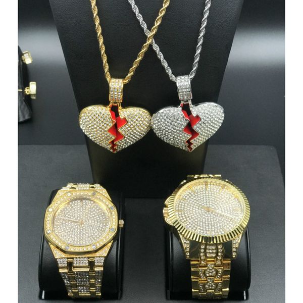 luxury gold hip hop watch necklace combo set watch diamond men iced out hip hop 18k frozen heart pendant & rope chain set, Slivery;brown
luxury gold hip hop watch necklace combo set watch diamond men iced out hip hop 18k frozen heart pendant & rope chain set, Slivery;brown