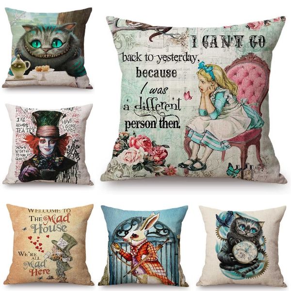 alice in wonderland cushion cover cute cat printed sofa throw pillow vintage home decorative pillow case
alice in wonderland cushion cover cute cat printed sofa throw pillow vintage home decorative pillow case