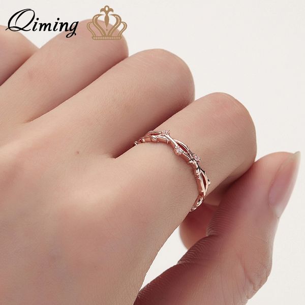 qiming simple branch women's crystal ring zircon rose gold finger ring party silver vintage jewelry gift women, Golden;silver
qiming simple branch women's crystal ring zircon rose gold finger ring party silver vintage jewelry gift women, Golden;silver