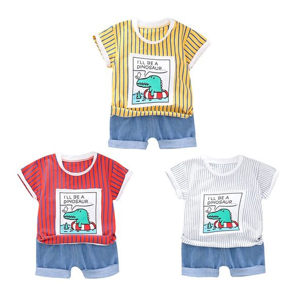 2pcs/set summer baby boys girls short sleeve stripe cartoon print t-shirt+denim shorts children casual outfits sets, White
2pcs/set summer baby boys girls short sleeve stripe cartoon print t-shirt+denim shorts children casual outfits sets, White