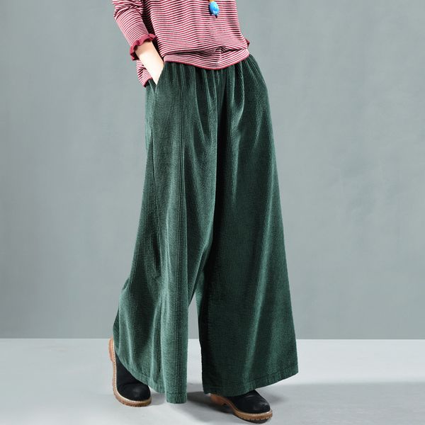 2019 new fashion corduroy wide-leg pants casual elastic waist pockets trousers female's loose casual pants a810, Black;white
2019 new fashion corduroy wide-leg pants casual elastic waist pockets trousers female's loose casual pants a810, Black;white