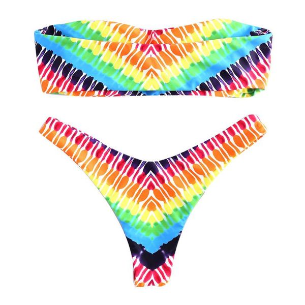 bikinis set 2021 mujer women's digital double-sided printing rainbow tube split swimsuit bikini bathing suit
bikinis set 2021 mujer women's digital double-sided printing rainbow tube split swimsuit bikini bathing suit