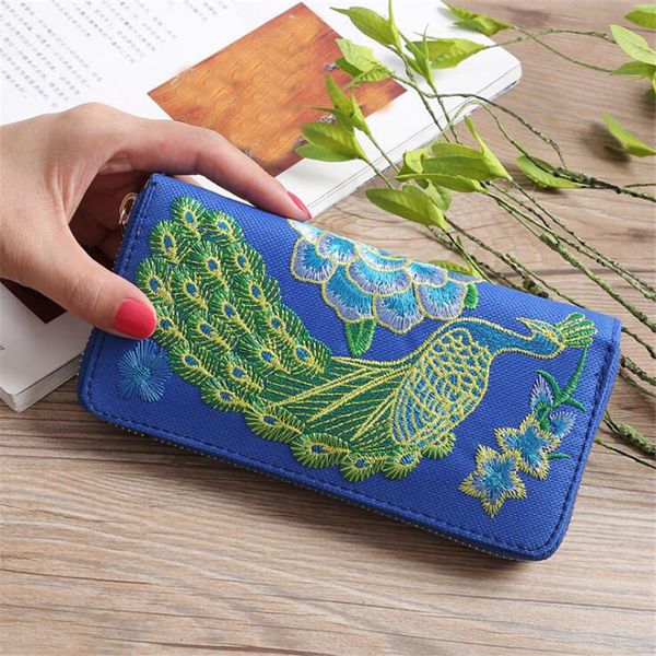 ethnic high-capacity zipper peacock embroidery women long wallet retro casual coin purse clutch phone bags
ethnic high-capacity zipper peacock embroidery women long wallet retro casual coin purse clutch phone bags