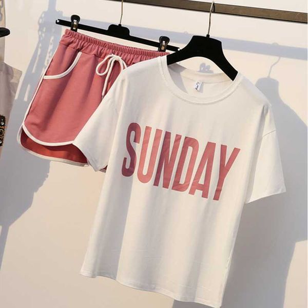 2020 new summer fashion women's two piece sets o-neck tshirts short sleeve & elastic waist shorts sets plus size loose, White
2020 new summer fashion women's two piece sets o-neck tshirts short sleeve & elastic waist shorts sets plus size loose, White