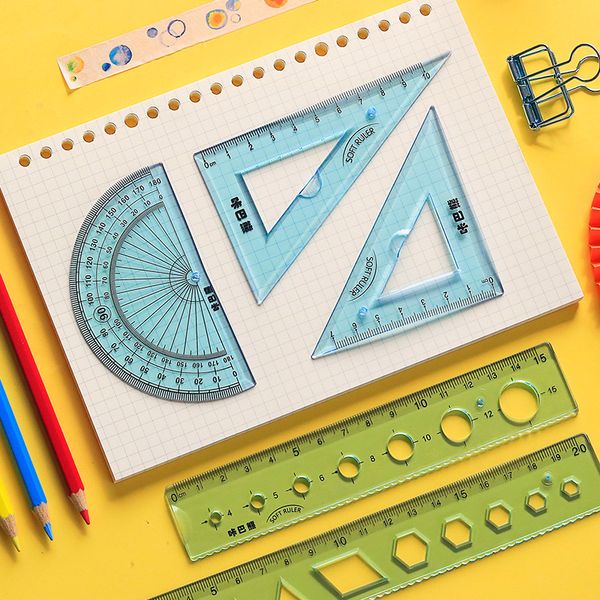4pcs/set protractor triangle rulers flexible bendable bookmark drawing measuring tool office school stationery supplies
4pcs/set protractor triangle rulers flexible bendable bookmark drawing measuring tool office school stationery supplies