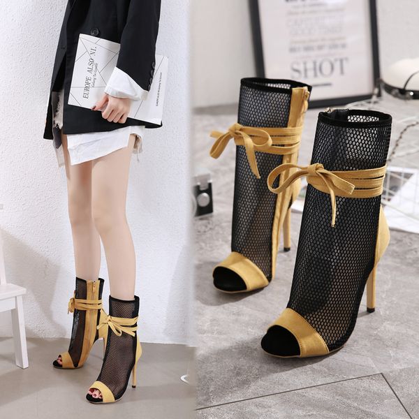 shoes woman mesh patchwork half boots casual zip peep toe mid calf boot bow knot high heels shoes fashion zapatos de mujer, Black
shoes woman mesh patchwork half boots casual zip peep toe mid calf boot bow knot high heels shoes fashion zapatos de mujer, Black