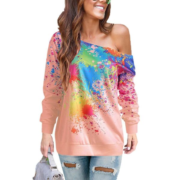 autumn new womens long sleeve shoulder spray painting t shirt ladies casual loose one shoulder blouse plus size, White
autumn new womens long sleeve shoulder spray painting t shirt ladies casual loose one shoulder blouse plus size, White