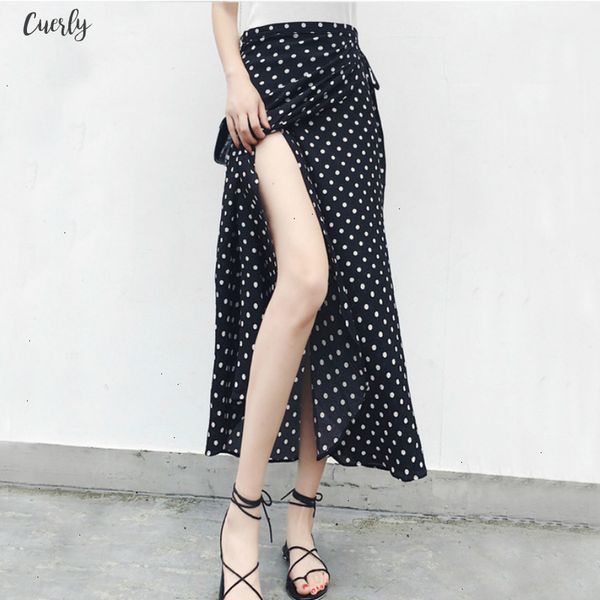 long summer bohemian polka dotted one piece sashes long wrap skirts split ruffled a line chiffon spring beach ankle skirts, Black
long summer bohemian polka dotted one piece sashes long wrap skirts split ruffled a line chiffon spring beach ankle skirts, Black