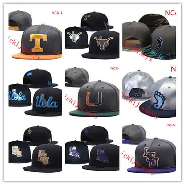 

NCAA UCLA Bruins Snapback Caps Чёрно-жёлтый серый Texas Longhorns Hat Miami Hurricanes LSU Tigers Шапки один размер п