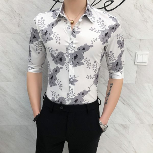 new summer flower shirt men's seven-point sleeve korean trend handsome cool casual slim red winter retro men's shirt, White;black
new summer flower shirt men's seven-point sleeve korean trend handsome cool casual slim red winter retro men's shirt, White;black