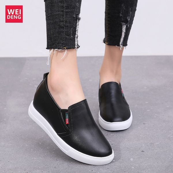 weideng women genuine leather leisure shoes platform flat slip on casual female shoes light fashion comfort increase 6cm, Black
weideng women genuine leather leisure shoes platform flat slip on casual female shoes light fashion comfort increase 6cm, Black