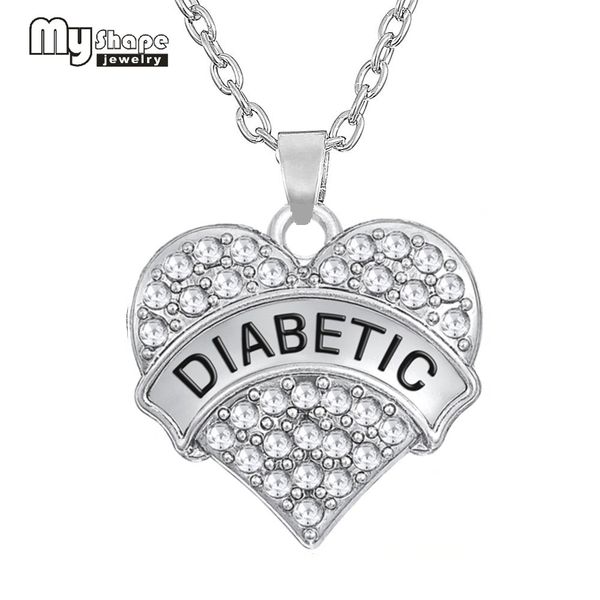 my shape rhinestone paced heart necklace diabetic word charm pendant accessories for women to daughter necklace fashion, Silver
my shape rhinestone paced heart necklace diabetic word charm pendant accessories for women to daughter necklace fashion, Silver