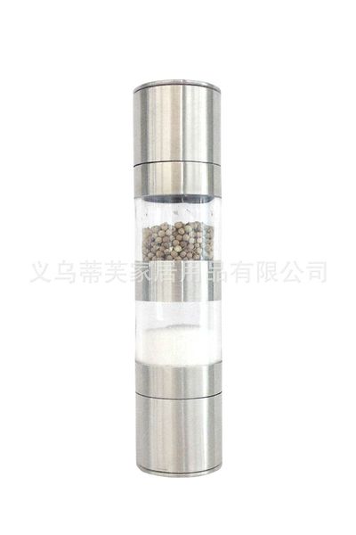 Stainless Steel Manual Pepper Mill Stainless Steel Grinder Double Heads 2 In 1 Pepper Grinder Salt Muller