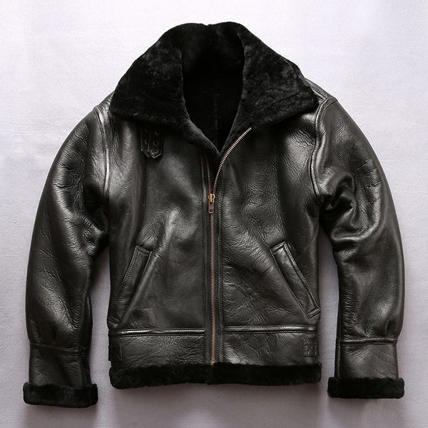 men's leather & faux classic b3 flight real 2021 fur sheepskin genuine leahter jacket wool liner militaly winter bomber coat men, Black
men's leather & faux classic b3 flight real 2021 fur sheepskin genuine leahter jacket wool liner militaly winter bomber coat men, Black