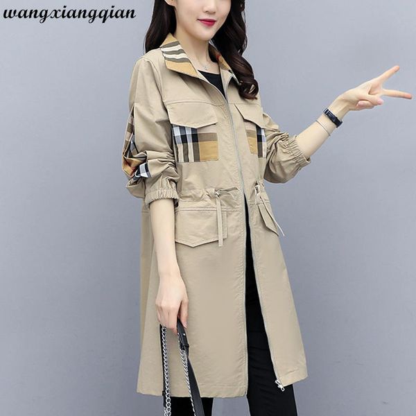 women's trench coats spring casual polyester large size windbreaker coat zipper slim lattice mid-length lapel female a627, Tan;black
women's trench coats spring casual polyester large size windbreaker coat zipper slim lattice mid-length lapel female a627, Tan;black