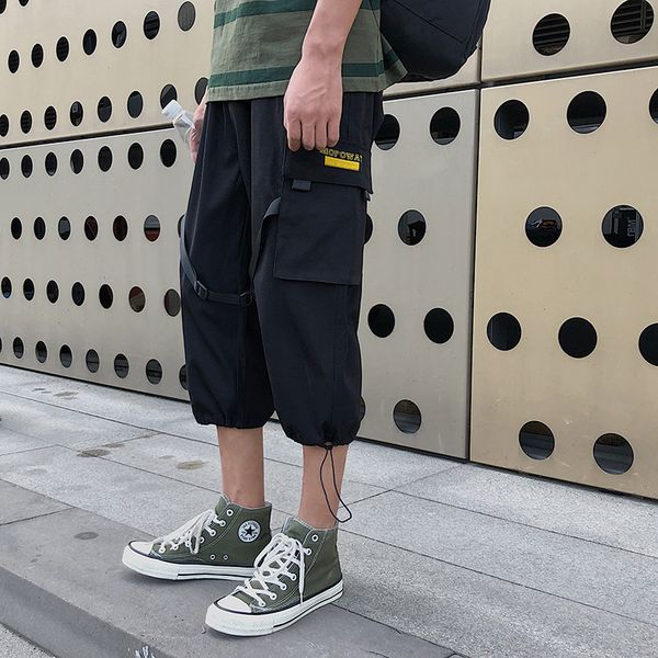2019 summer new korean men's super comfortable seven-point solid color tooling trend cotton sports street casual pants, Black
2019 summer new korean men's super comfortable seven-point solid color tooling trend cotton sports street casual pants, Black