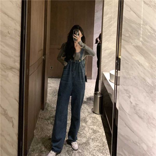 korean version of loose bib pants high waist was thin straight jeans female autumn 2019 new students age reduction pants, Blue
korean version of loose bib pants high waist was thin straight jeans female autumn 2019 new students age reduction pants, Blue