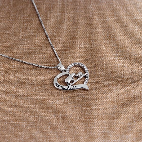 new polar mama bear heart necklace gifts for mom wife mother's day gift birthday remembrance, Silver
new polar mama bear heart necklace gifts for mom wife mother's day gift birthday remembrance, Silver