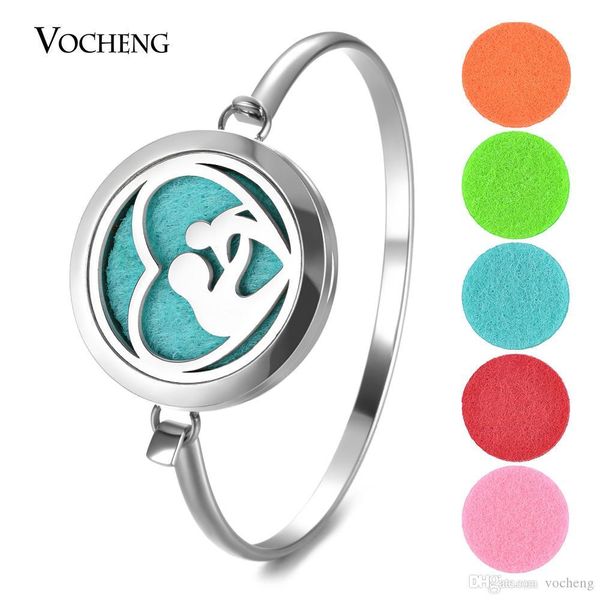 essential oil diffuser locket bracelet love 316l stainless steel bangle magnetic randomly send 5pcs oil pads as gift va-835, Golden;silver