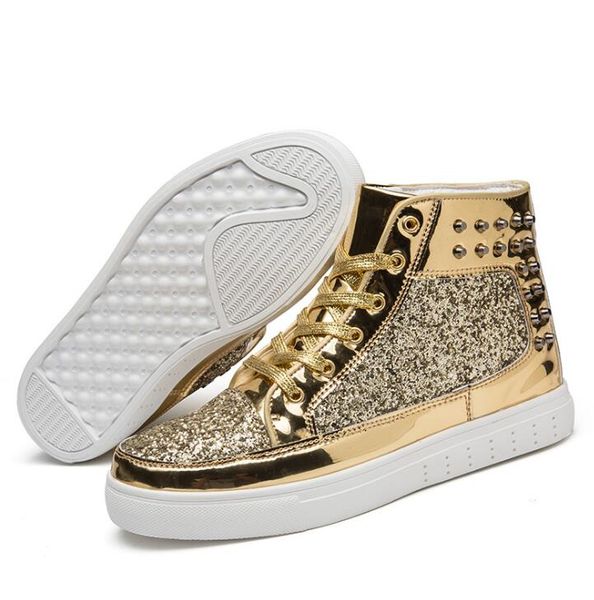 2020 women high sneakers sequins rivet glitter high-cut round toe lace-up shoes outdoor skateboard shiny flat sneakers, Black
2020 women high sneakers sequins rivet glitter high-cut round toe lace-up shoes outdoor skateboard shiny flat sneakers, Black