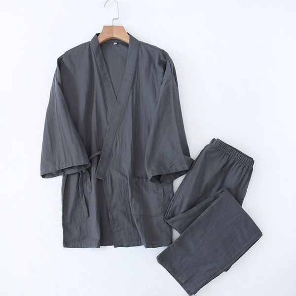 japanese style kimono pajamas men's autumn & winter pure cotton gauze cardigan 7 points sleeve length pants solid color chinese, Black;brown
japanese style kimono pajamas men's autumn & winter pure cotton gauze cardigan 7 points sleeve length pants solid color chinese, Black;brown