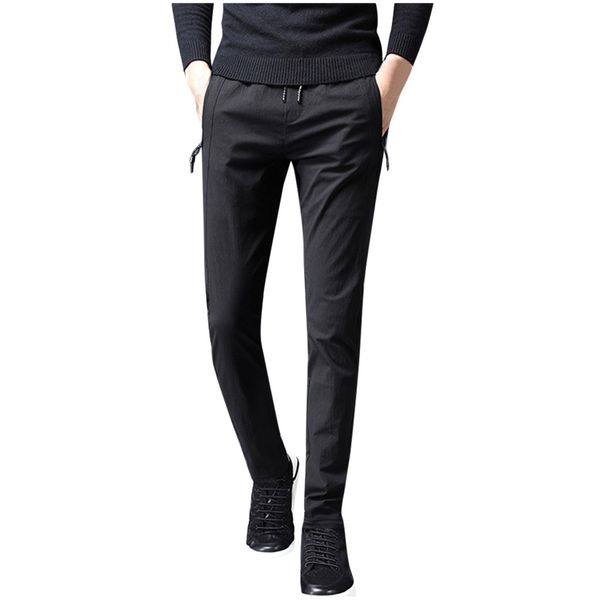 men's new fashion casual solid straight slim trousers drawstring long pants casual pants men cotton slim fit brand sweatpants, Black
men's new fashion casual solid straight slim trousers drawstring long pants casual pants men cotton slim fit brand sweatpants, Black