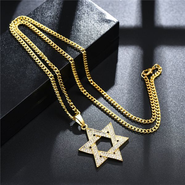 unique magen star of david pendant necklace men women hip hop jewelry full rhinestone fashion 60cm long chain gold trendy punk necklaces, Silver
unique magen star of david pendant necklace men women hip hop jewelry full rhinestone fashion 60cm long chain gold trendy punk necklaces, Silver