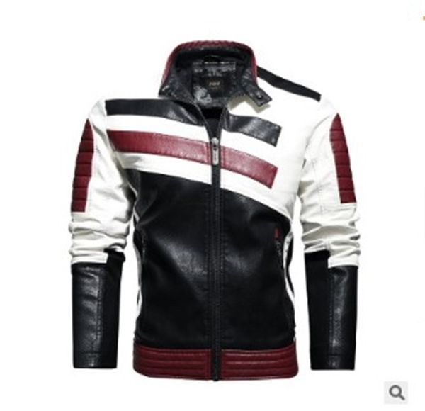 mens pu leather patchwork jackets long sleeved zipper jacket with pockets mens winter casual stand collar clothing, Black
mens pu leather patchwork jackets long sleeved zipper jacket with pockets mens winter casual stand collar clothing, Black