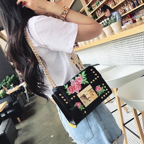 women embroidery floral flap bag designer pu leather fashion rivet messenger bags ladies small shoulder bag
women embroidery floral flap bag designer pu leather fashion rivet messenger bags ladies small shoulder bag