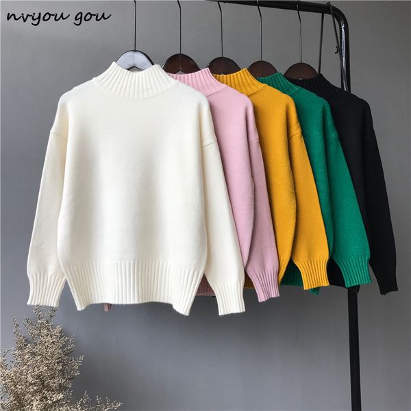 nvyou gou solid turtleneck sweaters 2019 new fashion autumn winter women elegant knitting pullovers loose knitwear jumper, White;black
nvyou gou solid turtleneck sweaters 2019 new fashion autumn winter women elegant knitting pullovers loose knitwear jumper, White;black