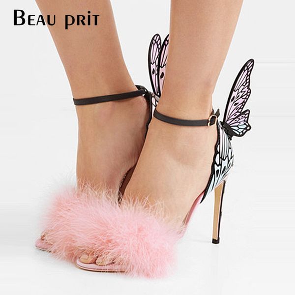 pink fur sandals butterfly wings high heels shoes women 3d print party wedding bridal shoes open toe ankle wrap sandals, Black
pink fur sandals butterfly wings high heels shoes women 3d print party wedding bridal shoes open toe ankle wrap sandals, Black