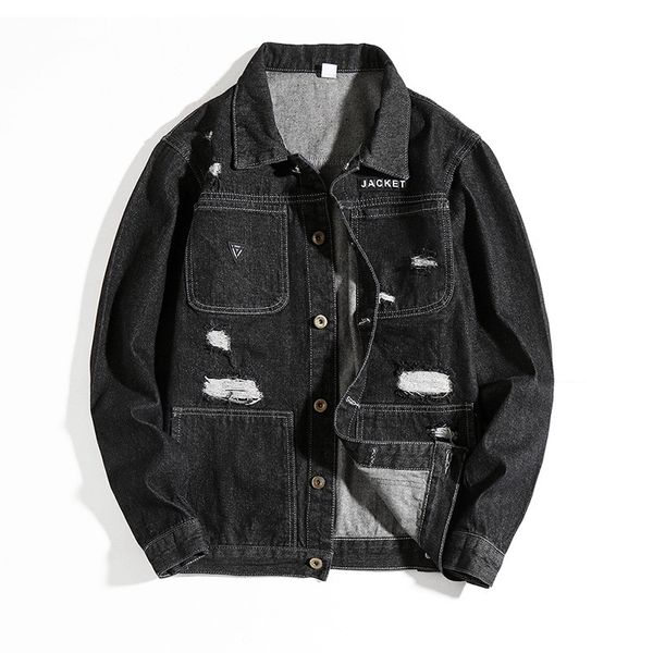 men's jackets kimsere mens ripped jean with holes fashion spring autumn distressed torn denim trucker jacket outerwear casual clothing, Black;brown
men's jackets kimsere mens ripped jean with holes fashion spring autumn distressed torn denim trucker jacket outerwear casual clothing, Black;brown