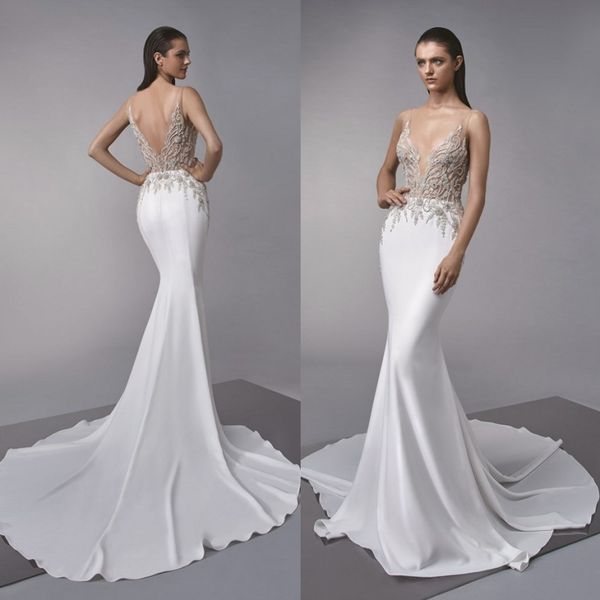 flawless mermaid lace backless wedding dresses deep v neck beaded bridal gowns chiffon sweep train trumpet plus size robe de mariée, White
flawless mermaid lace backless wedding dresses deep v neck beaded bridal gowns chiffon sweep train trumpet plus size robe de mariée, White