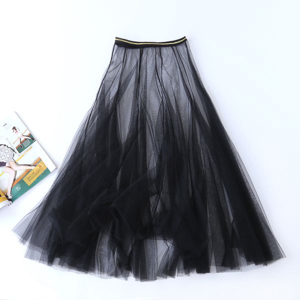 women summer lace pleated high waist long skirt ladies korean vintage elegant tulle mesh transparent gauze black midi skirt
women summer lace pleated high waist long skirt ladies korean vintage elegant tulle mesh transparent gauze black midi skirt