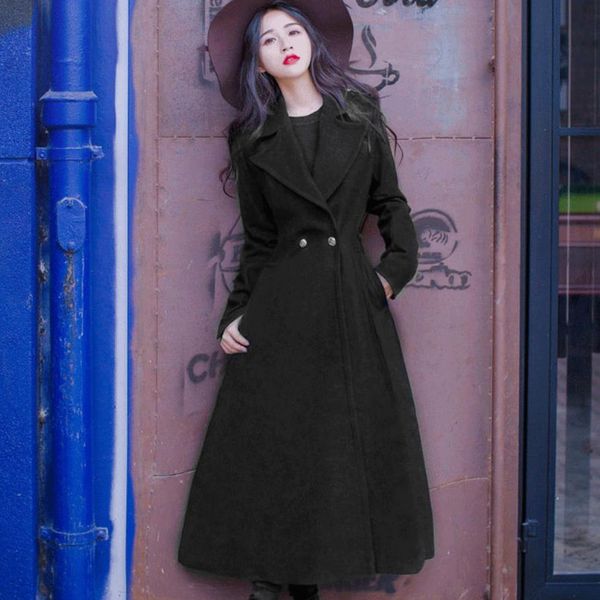 2019 autumn winter women long vintage black slim woolen jacket turn-down collar wool blends coat
2019 autumn winter women long vintage black slim woolen jacket turn-down collar wool blends coat