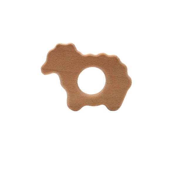 4pcs Baby Teether Beech Wooden Sheep Teether Baby Teething Toy Teething Accessories Kids Teething Pendant Nursing Holder