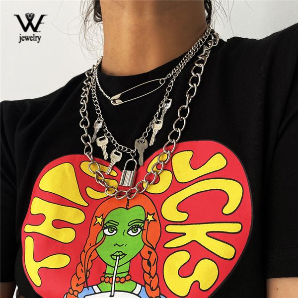 we hip hop big chunky lock key pendant necklace for women steampunk gothic punk cuban paper clip chain necklace trendy jewelry, Silver
we hip hop big chunky lock key pendant necklace for women steampunk gothic punk cuban paper clip chain necklace trendy jewelry, Silver