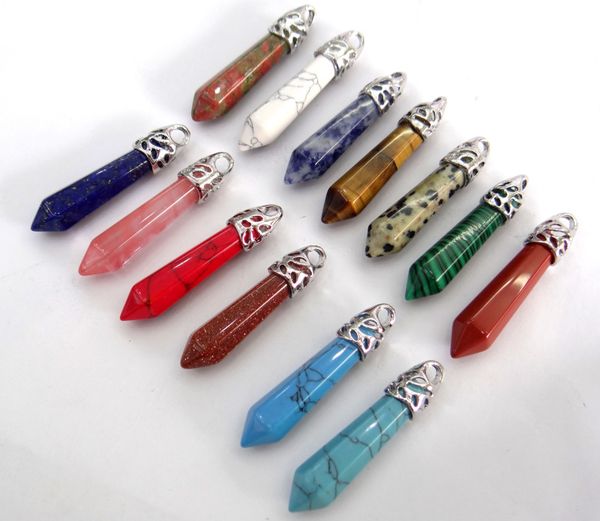natural stone quartz crystal lapis opal tiger eye aventurine mix pillar chakra pendants jewelry making necklace accessories 20pc, Silver
natural stone quartz crystal lapis opal tiger eye aventurine mix pillar chakra pendants jewelry making necklace accessories 20pc, Silver