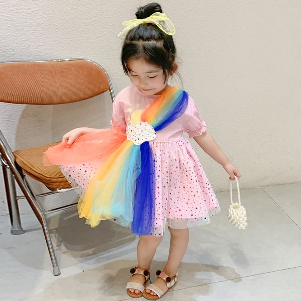 summer baby girls tutu dress puff sleeve mesh princess dress rainbow strips star sequins vestidos kids korean clothes 1 to 8 yrs, Red;yellow
summer baby girls tutu dress puff sleeve mesh princess dress rainbow strips star sequins vestidos kids korean clothes 1 to 8 yrs, Red;yellow