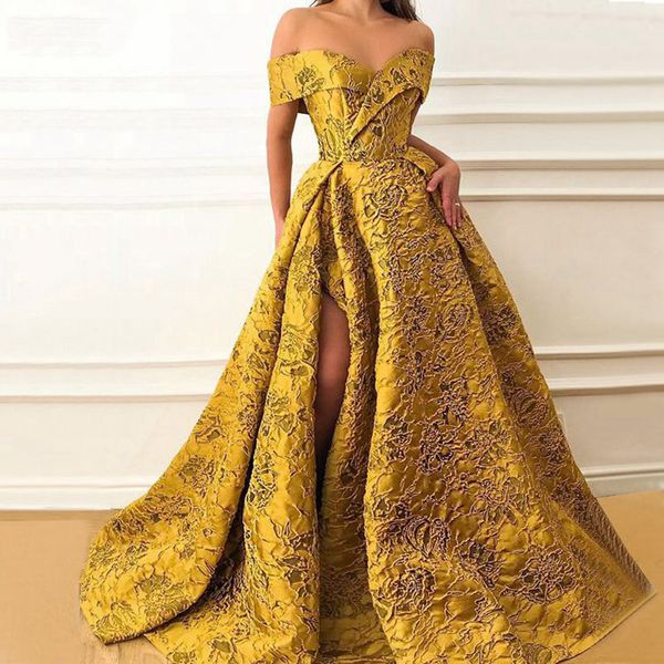 off плеча a-line выпускные платья 2020 high split gold lace формальное вечернее платье коктейльное платье партии zipper назад длина пола, Black
off плеча a-line выпускные платья 2020 high split gold lace формальное вечернее платье коктейльное платье партии zipper назад длина пола, Black