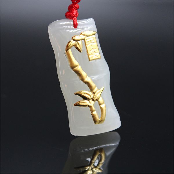 natural hetian white jade inlay 24k gold pendant bamboo newspaper safety lucky necklace pendant men and women jade jewelry gifts, Silver
natural hetian white jade inlay 24k gold pendant bamboo newspaper safety lucky necklace pendant men and women jade jewelry gifts, Silver
