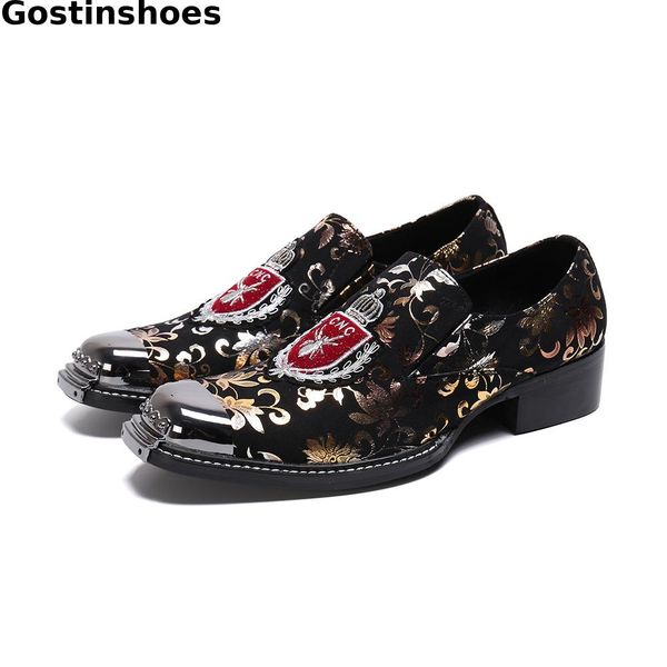 golden floral decoration luxury men shoes genuine leather square metal captoe slip-on men casual leather shoes leisure oxfords, Black
golden floral decoration luxury men shoes genuine leather square metal captoe slip-on men casual leather shoes leisure oxfords, Black