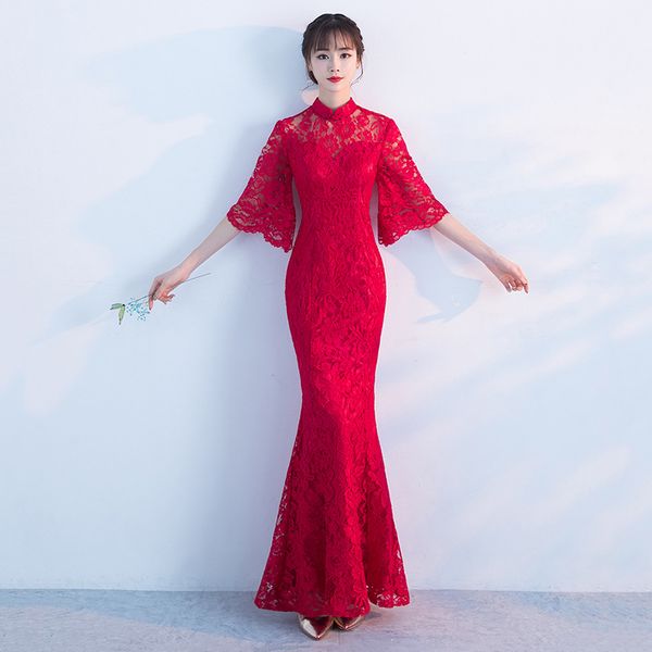 new red cheongsam mermaid wedding dress chinese traditional wedding dress lace qipao summer women flowers bride traditions
new red cheongsam mermaid wedding dress chinese traditional wedding dress lace qipao summer women flowers bride traditions