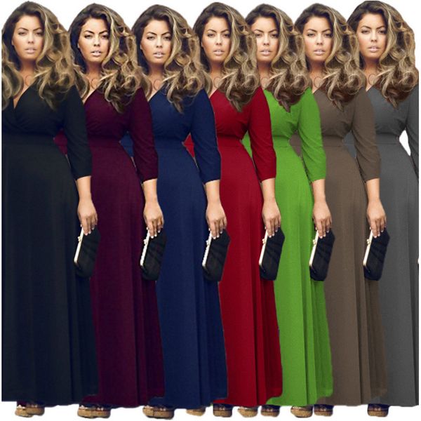 womens plus size dress designer v neck solid colorparty dresses womens autumn long dress, Black;gray
womens plus size dress designer v neck solid colorparty dresses womens autumn long dress, Black;gray
