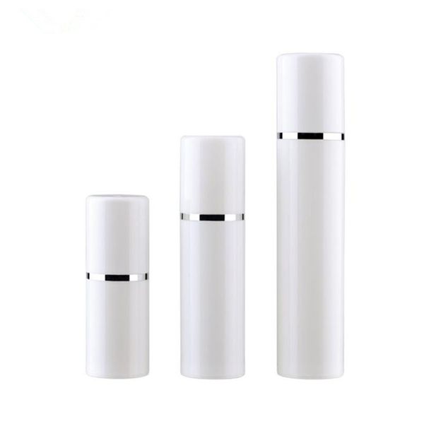 empty 15ml 30ml 50ml pp airless bottles white airless vacuum pump lotion bottle with silver line cosmetic packagings
empty 15ml 30ml 50ml pp airless bottles white airless vacuum pump lotion bottle with silver line cosmetic packagings