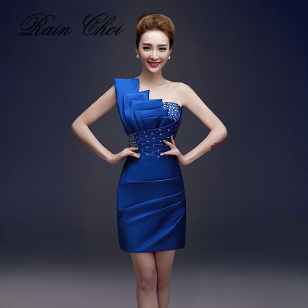 straight short evening dress formal party gown one shoulder backless satin beaded evening dresses 2019, White;black 
straight short evening dress formal party gown one shoulder backless satin beaded evening dresses 2019, White;black