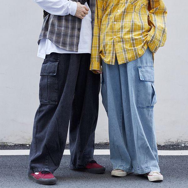 lovers clothes men/women vintage streetwear hip hop loose harem jeans wide leg denim pants big pocket casual cargo trousers, Blue
lovers clothes men/women vintage streetwear hip hop loose harem jeans wide leg denim pants big pocket casual cargo trousers, Blue